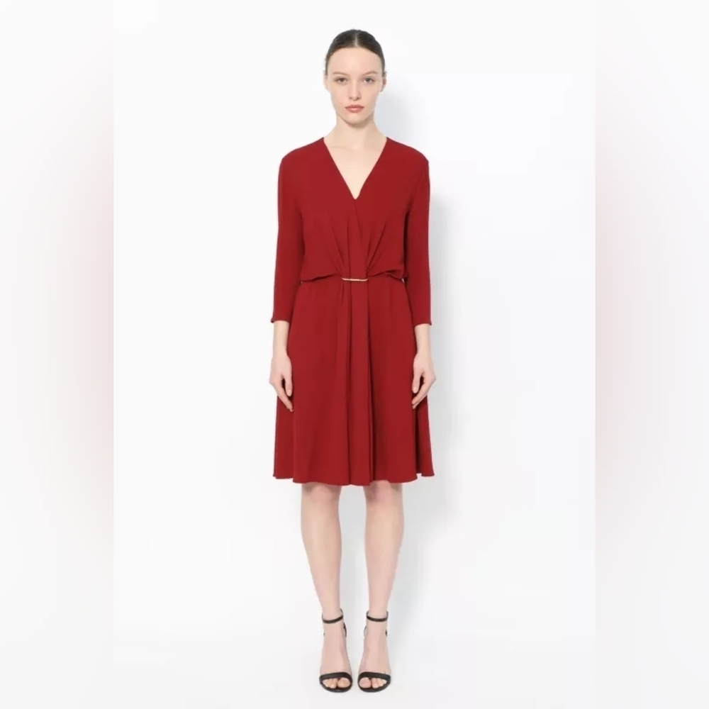 LANVIN 2010 Ruched A-line Crepe Wrap Dress